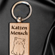 Anhänger aus Buchenholz mit Edelstahlring, Form Rechteck