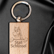 Anhänger aus Buchenholz mit Edelstahlring, Form Rechteck