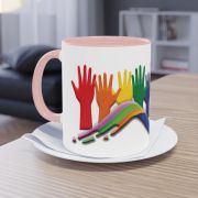 Zweifarbiger Kaffee Becher „Hände“