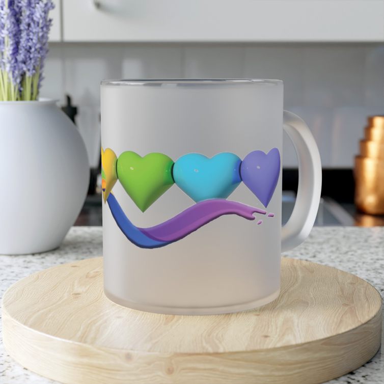 Frosted Glas Becher „Herzen“