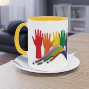 Zweifarbiger Kaffee Becher „Hände“