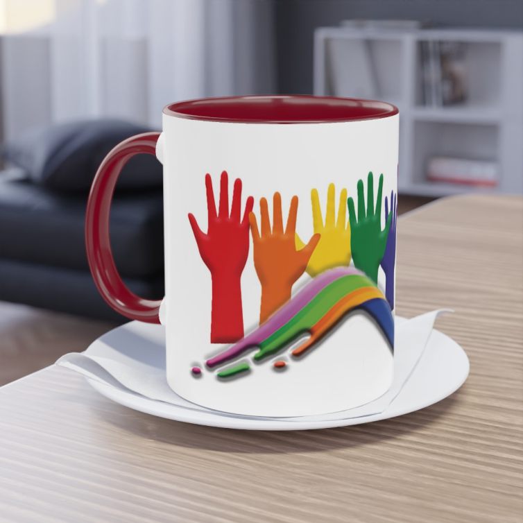 Zweifarbiger Kaffee Becher „Hände“